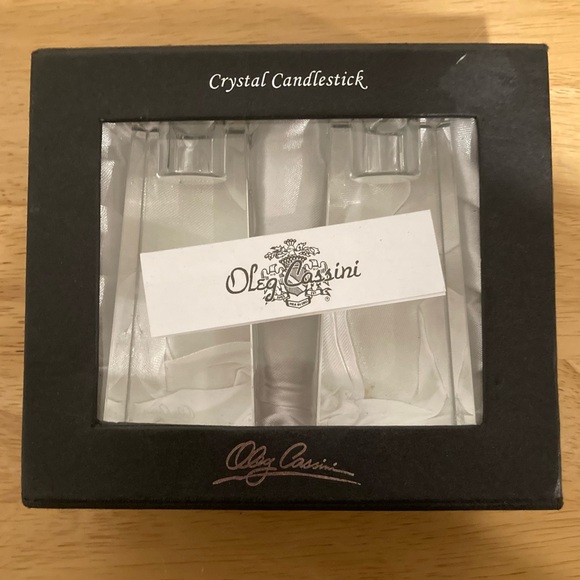 2 Crystal Candle Holders Oleg Cassini Kelly 4” Tall Clear Candlestick Set - Picture 11 of 16
